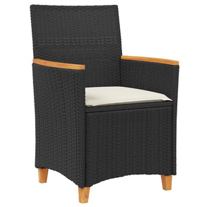 5 Delt Hagemøbelsett med Puter Svart Poly Rattan