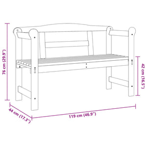 utendørsbenk akasie 119x76x44 cm massivt tre