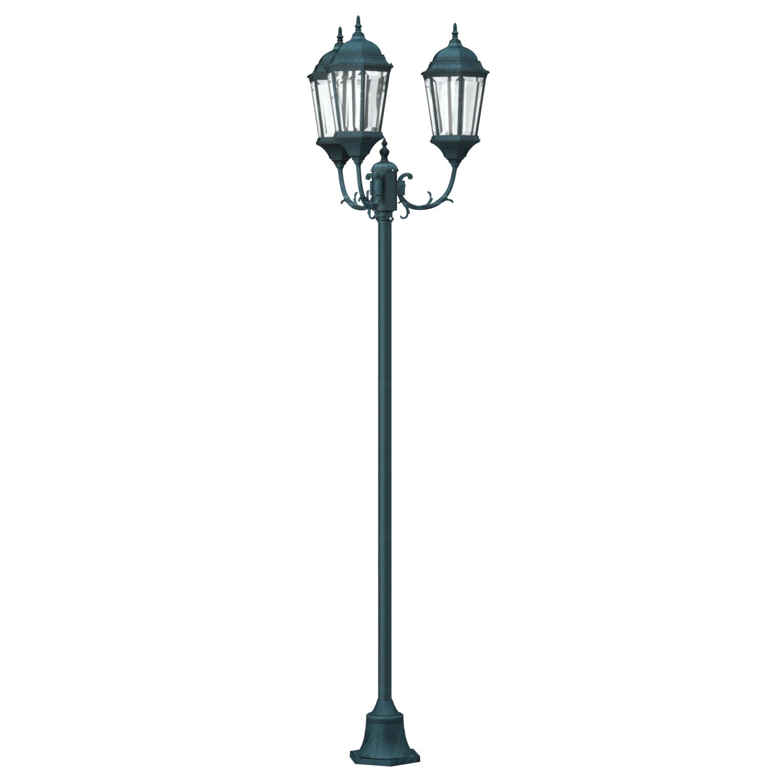 Hage Lysstolpe 3-Lampe E27 Grønn 220 cm Aluminium