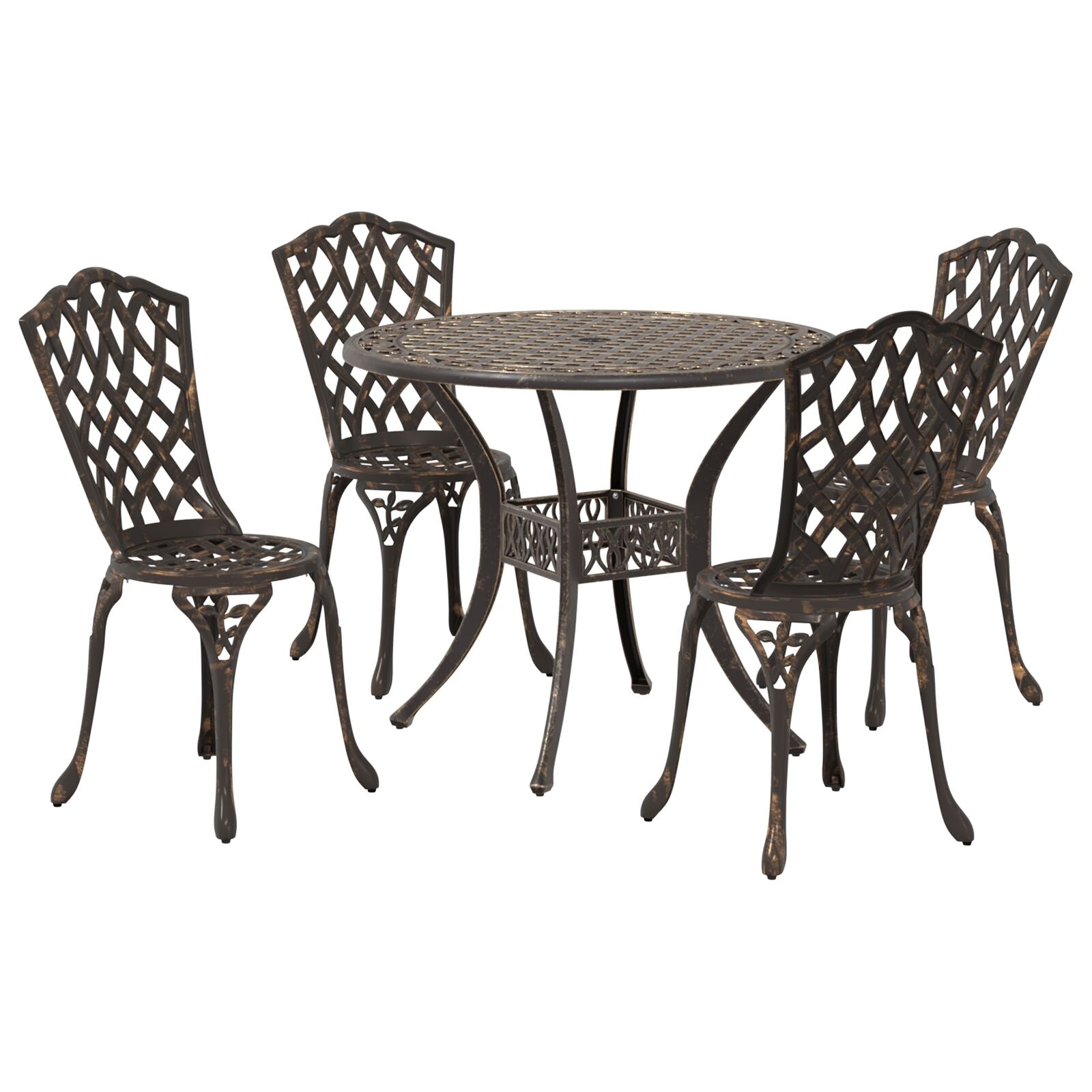 5-Delt Hage Spisegruppe - Bronse Støpt Aluminium