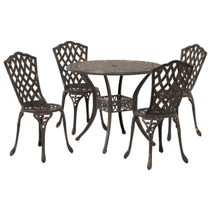 5-Delt Hage Spisegruppe - Bronse Støpt Aluminium