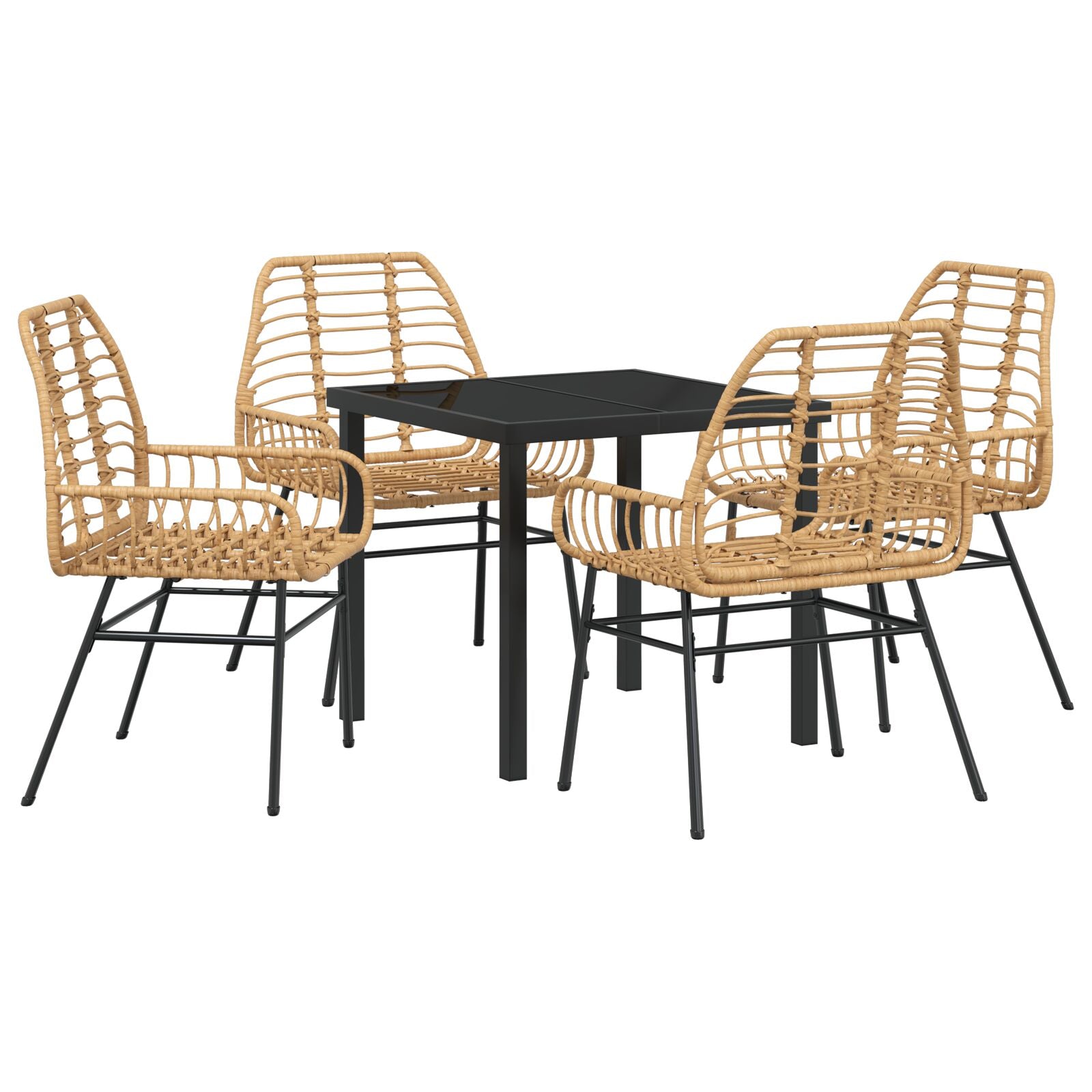 5-delt hagemøbelsett Brun Poly Rattan