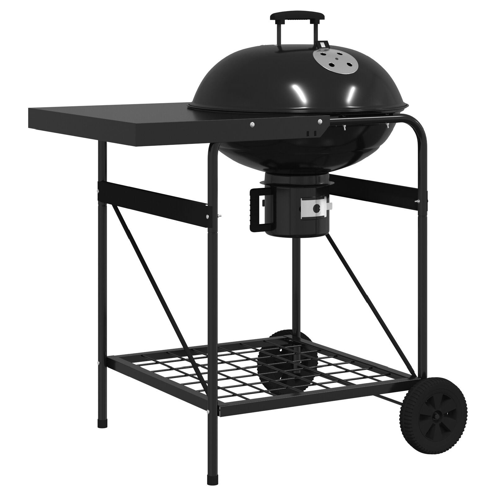 Gråkol Grillvogn med Lokk Svart 96x72x113 cm Metall