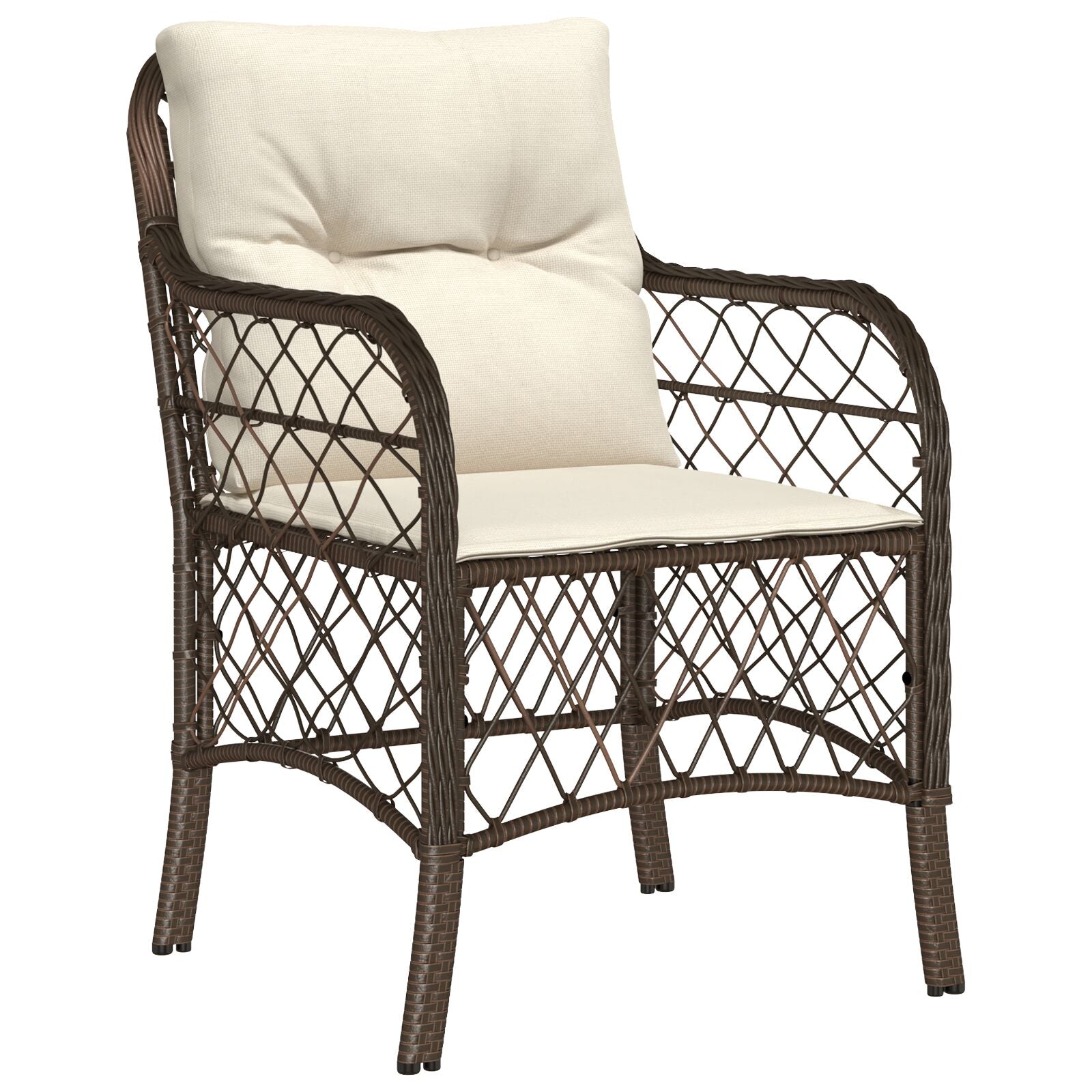 5-delt hage spisebordsett med puter Brun Poly Rattan