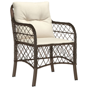 5-delt hage spisebordsett med puter Brun Poly Rattan