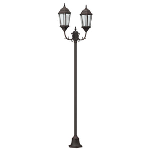 Hagebelysningsstolpe 2-lamper E27 Bronse 220 cm Aluminium