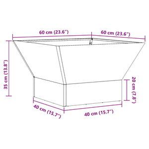 Ildplass Firkantet Svart 60x60x35 cm Stål