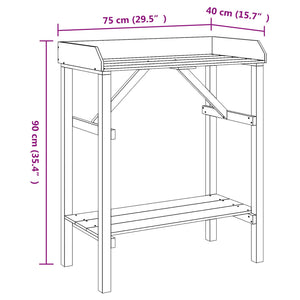 Hagepottebord Akasie 75x40x90 cm Massivt Tre Furu