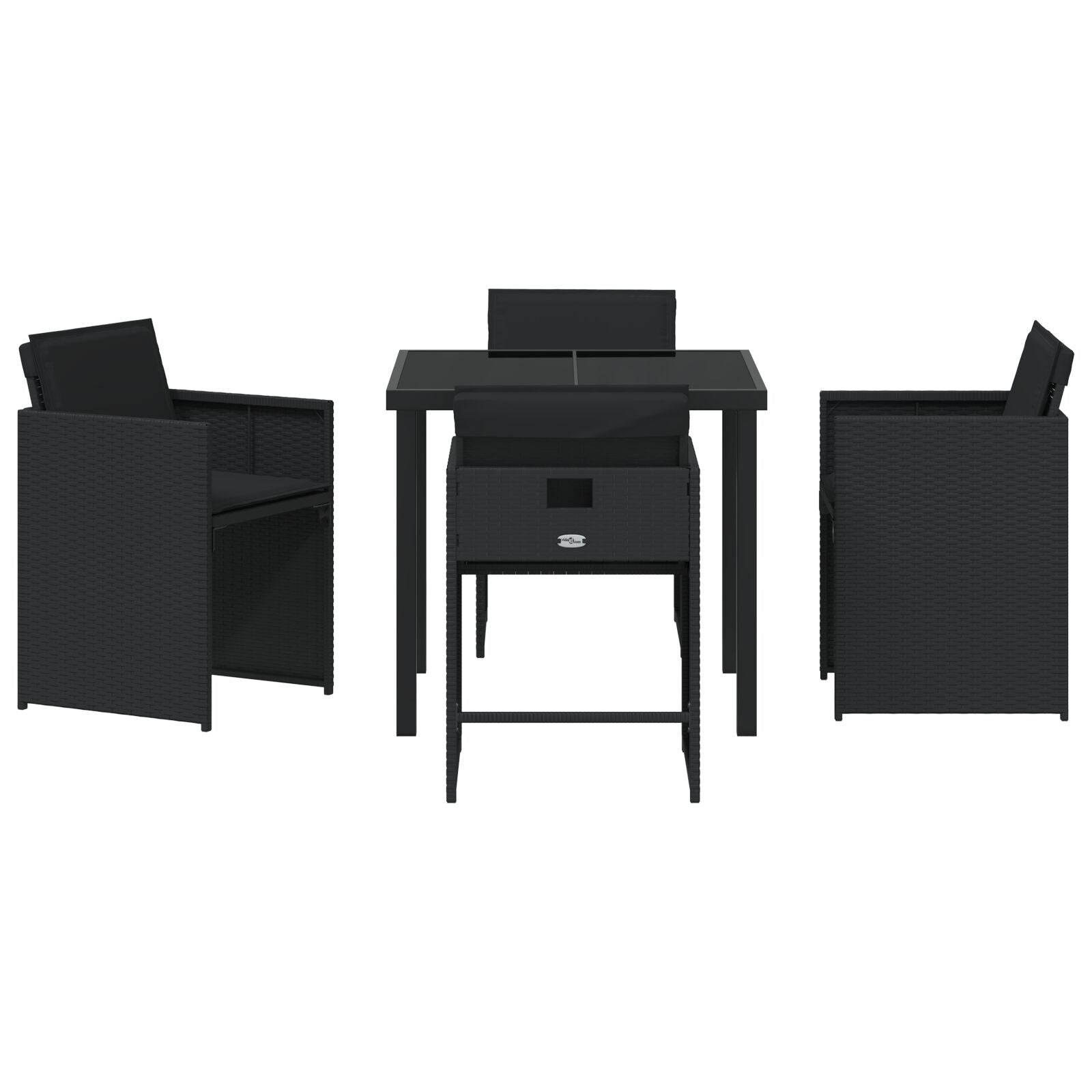 5 delt hagespisesett med puter svart poly rattan