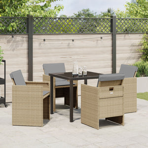 5 delt hage spisestolsett med puter i beige poly rotting
