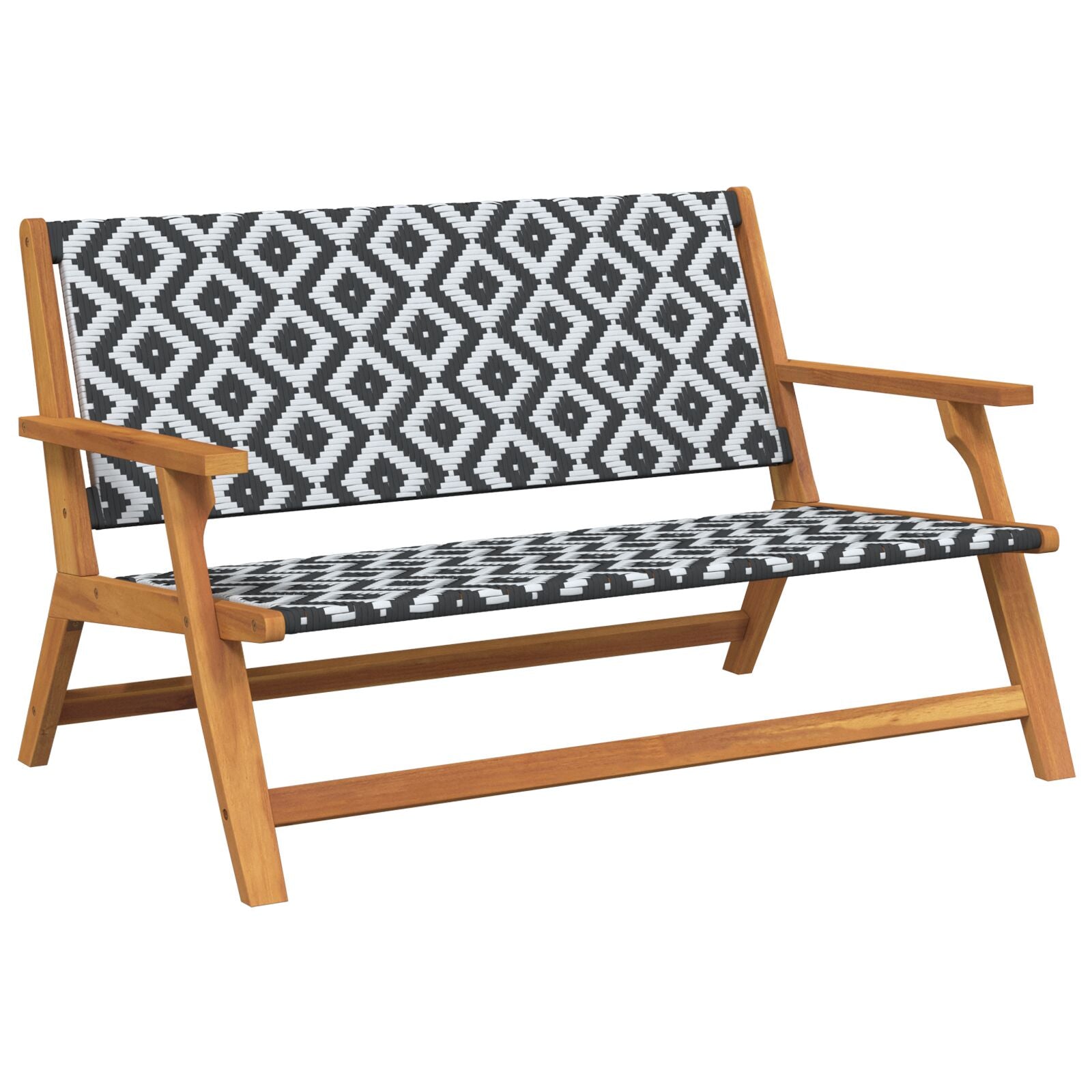 hagebenk svart og hvit 122x76x73,5 cm solid akasietre