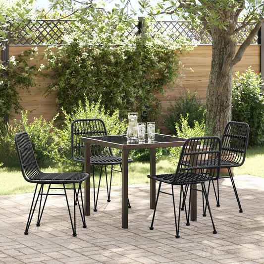 5-delt hagemøbelset Black Poly Rattan