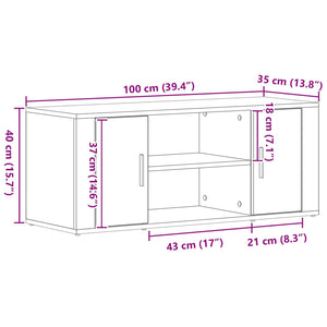 TV-benk Svart Eik 100x35x40 cm Konstruert Tre