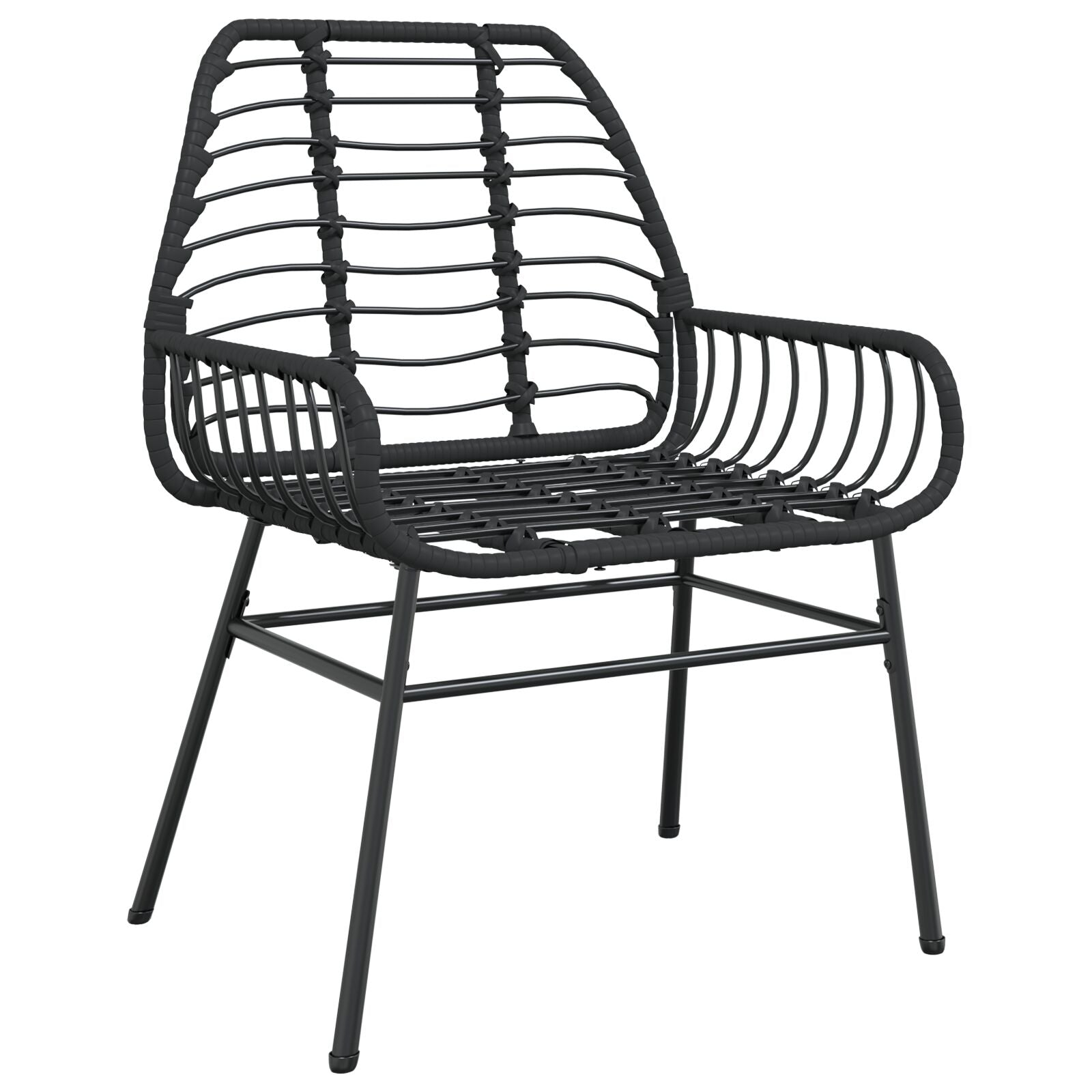 5 Delt Hage Spisestol Svart Poly Rattan