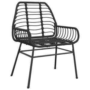 5 Delt Hage Spisestol Svart Poly Rattan