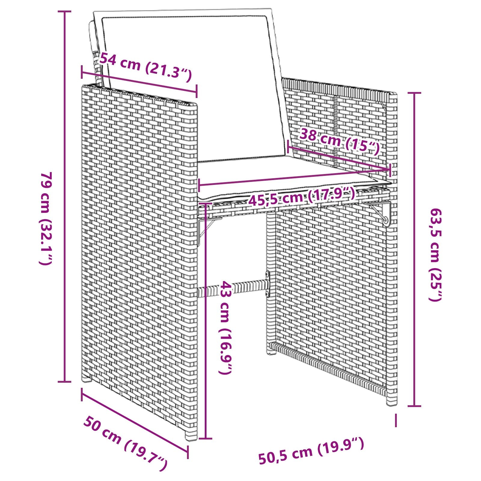 5 delt hagespisesett med puter svart poly rattan