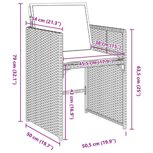 5 delt hagespisesett med puter svart poly rattan