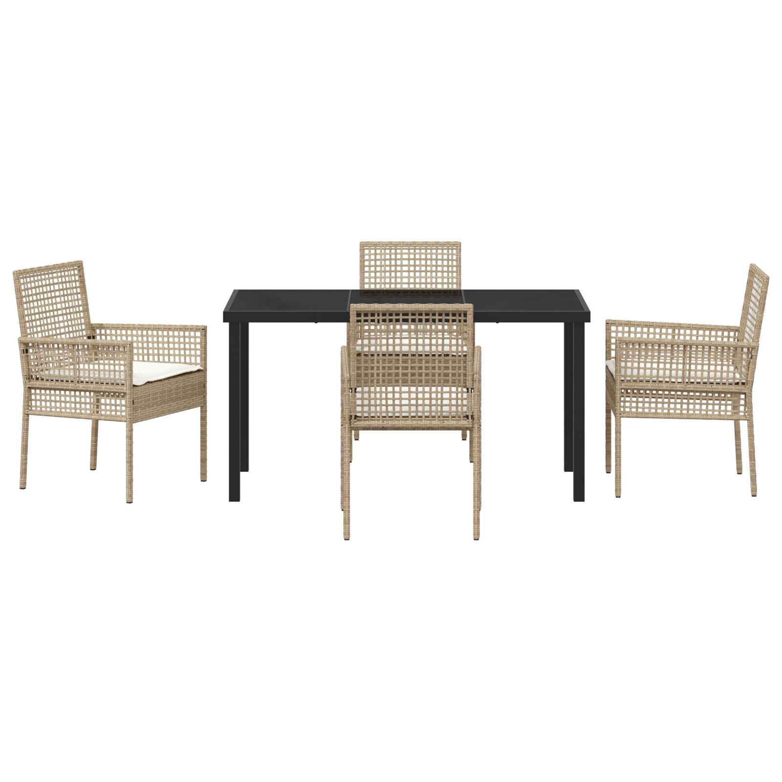 5-Delt Hage Spisebord Set med Puter Beige Poly Rotting