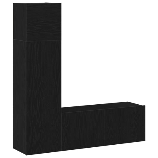 3-Piece TV Cabinet Set in Black Oak Engineered Wood