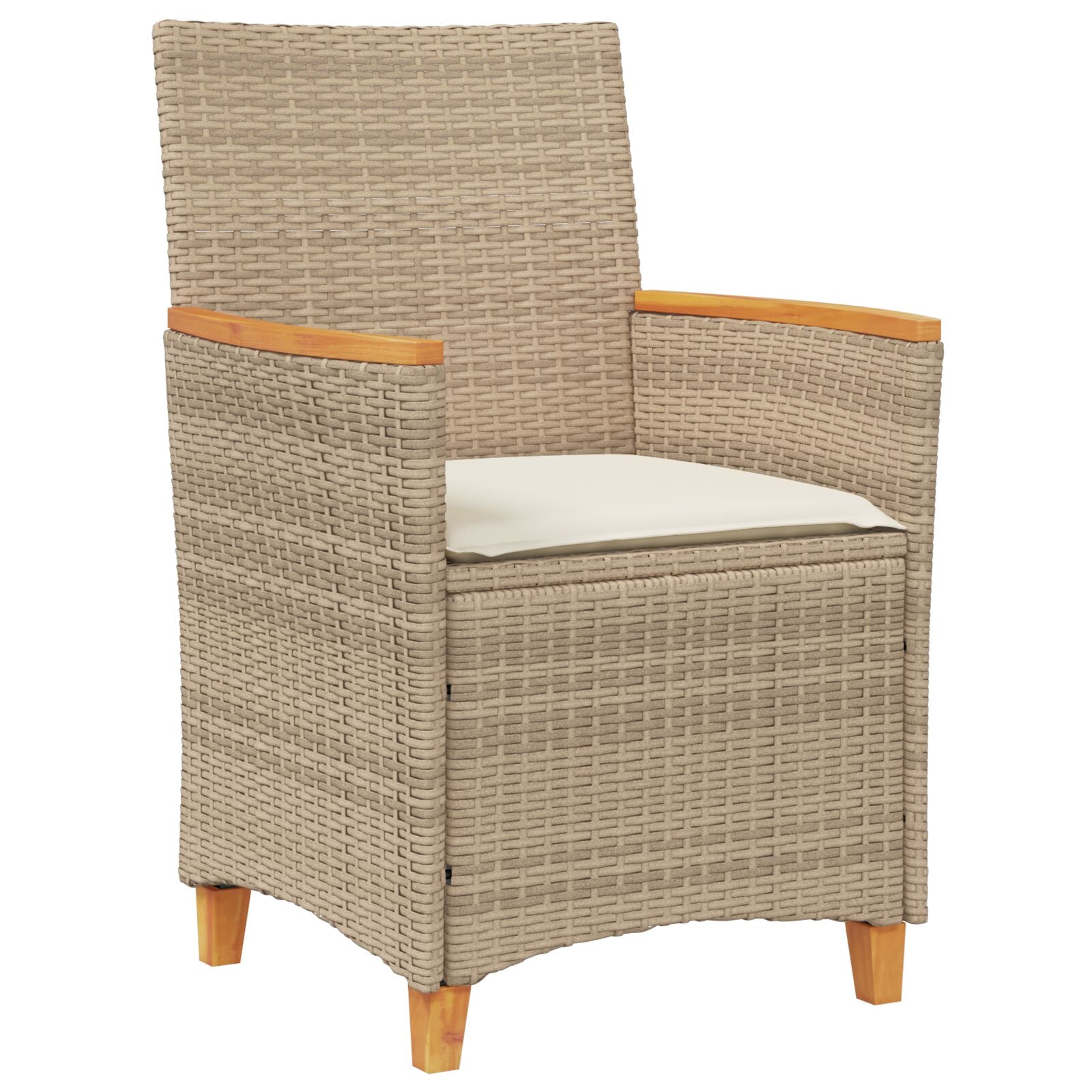 5-delt hage spisestol sett med puter beige poly rattan