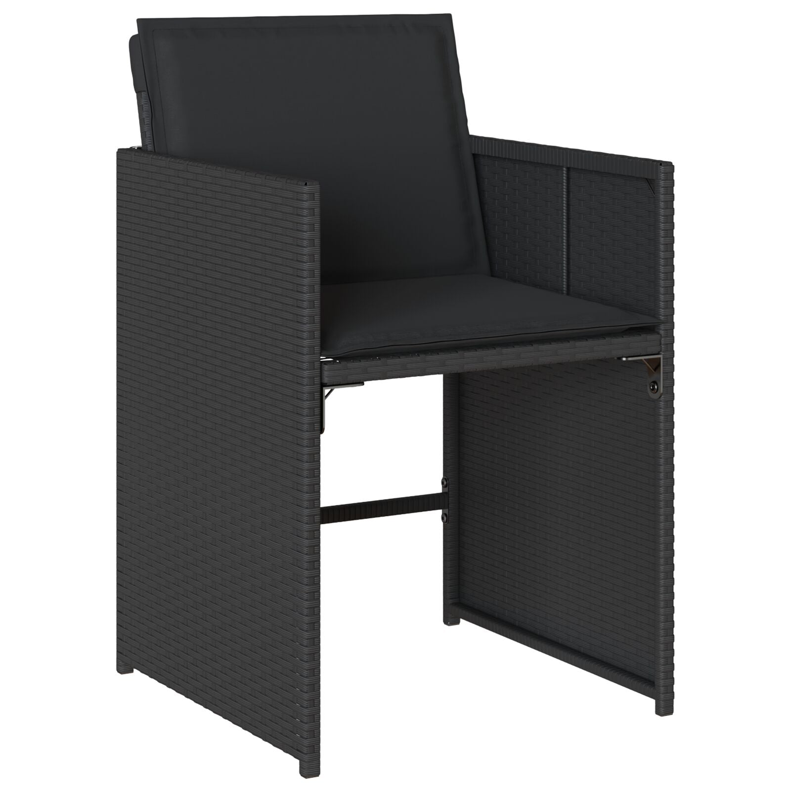 5 delt hagespisesett med puter svart poly rattan