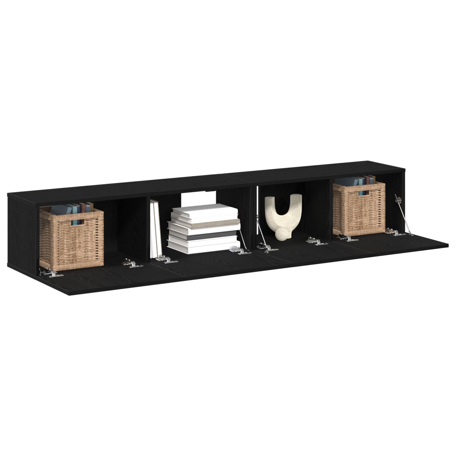 2-Piece TV Cabinet Set Black Engineered Wood
