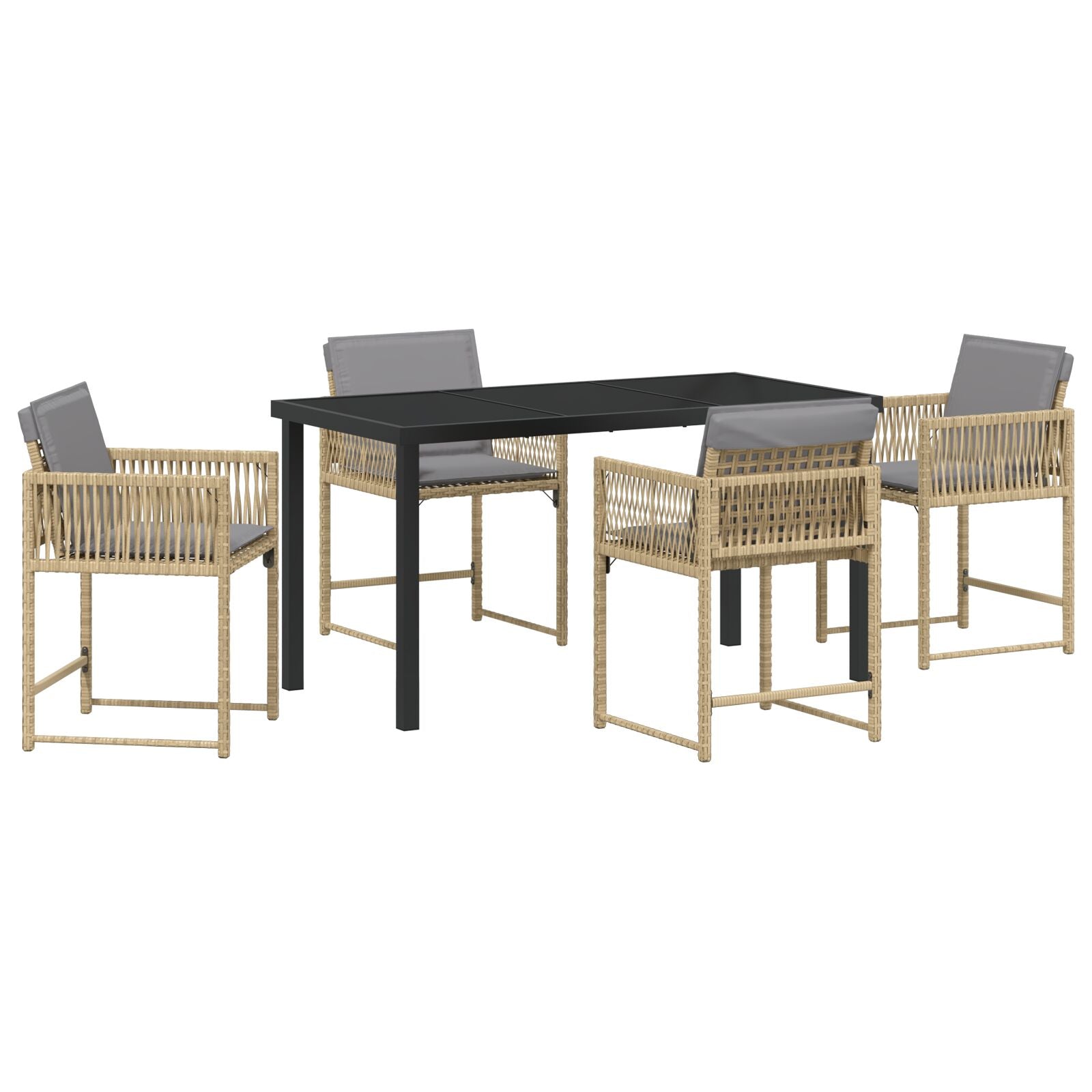 5 Delt Hage Spisestel med Puter Beige Poly Rottings