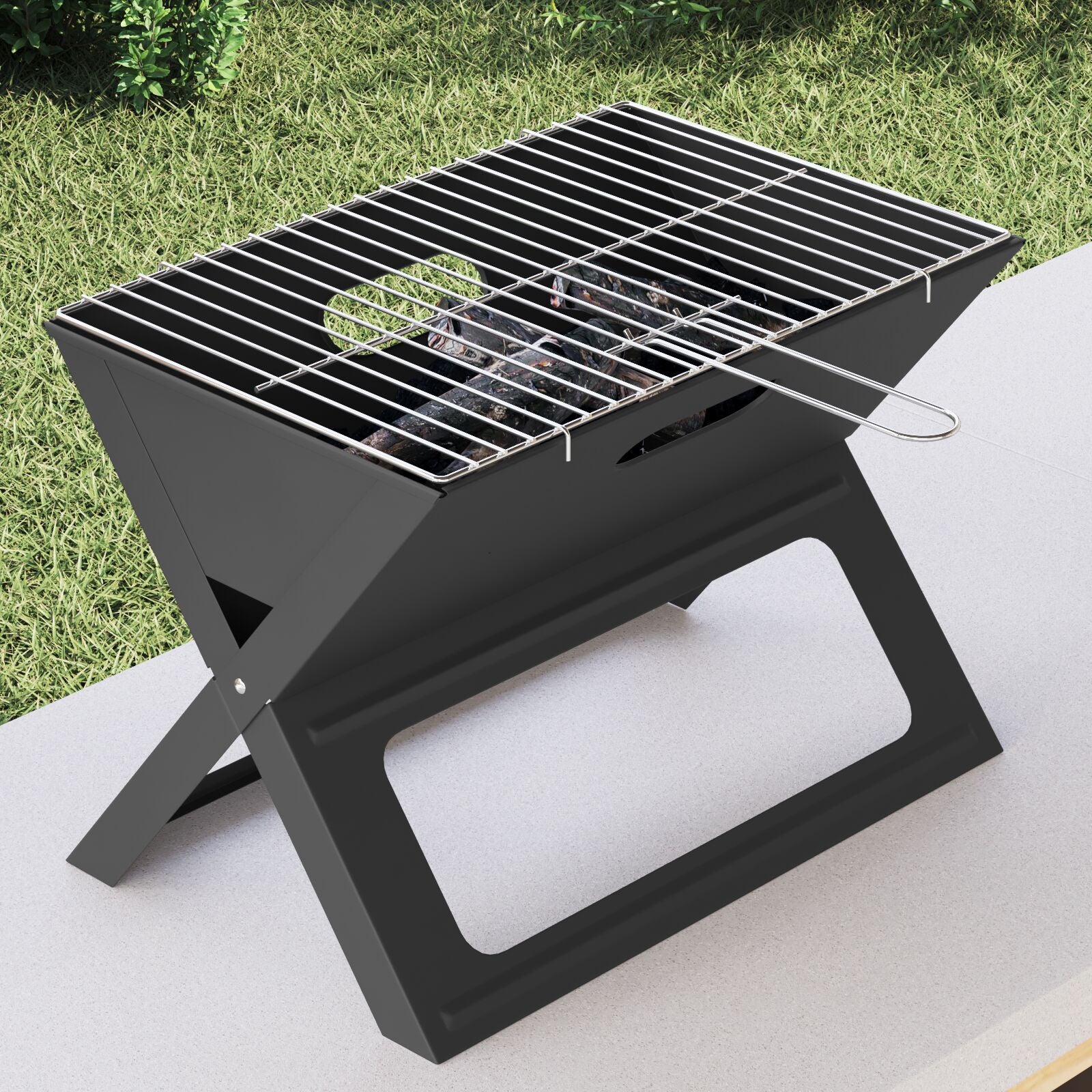 Kull BBQ Grill - Sammenleggbar, Svart, 46x30x31 cm, Laget av Stål
