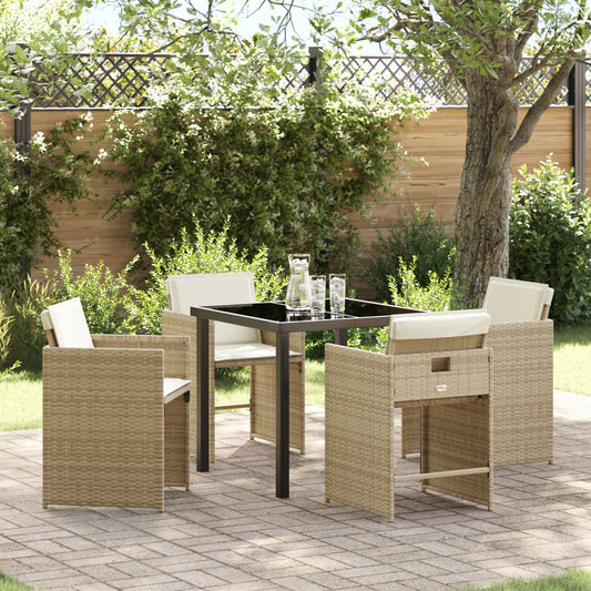 5-delt hage spisebord med puter Beige polyrotte