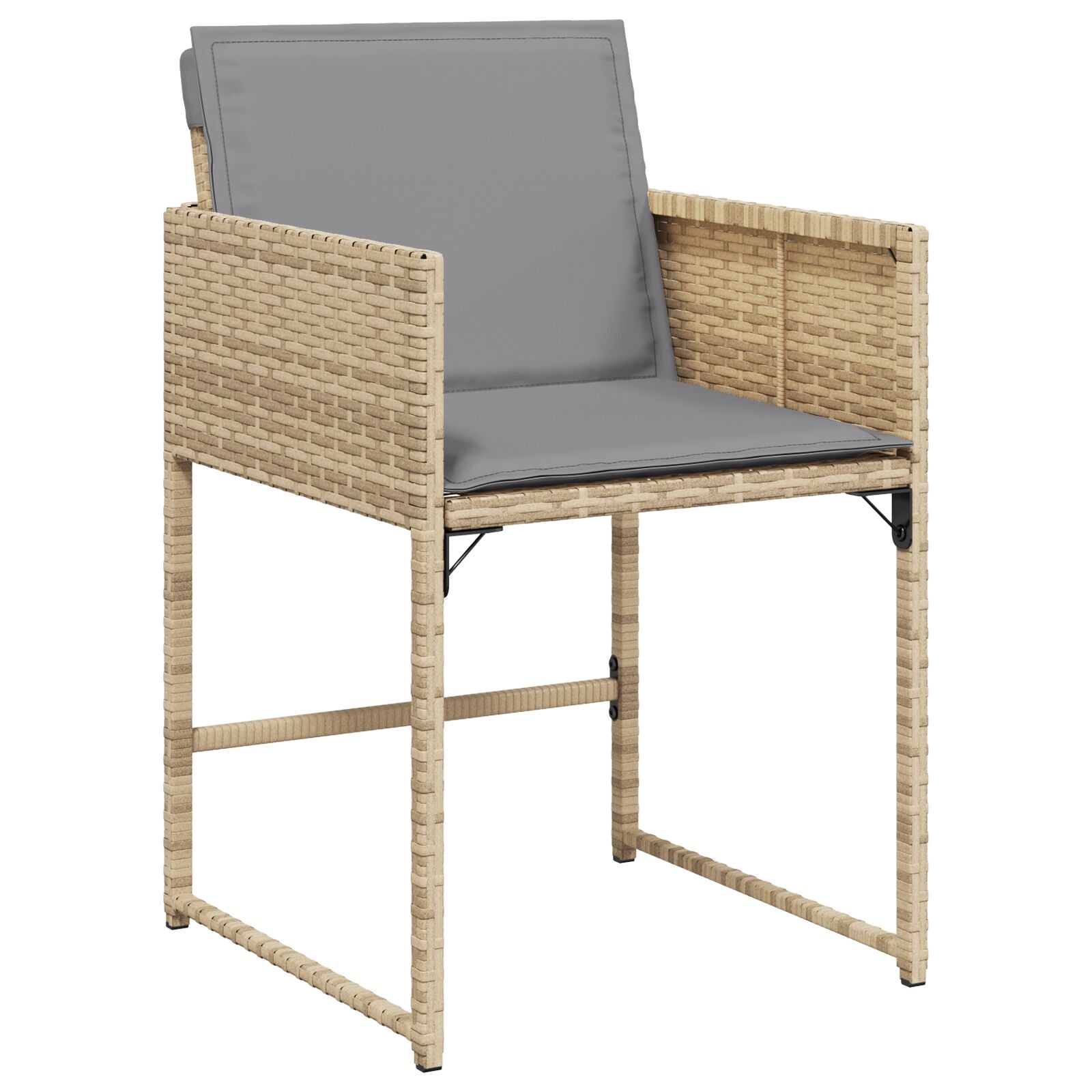 5-delt hage spisebordsett med puter Beige Poly Rattan