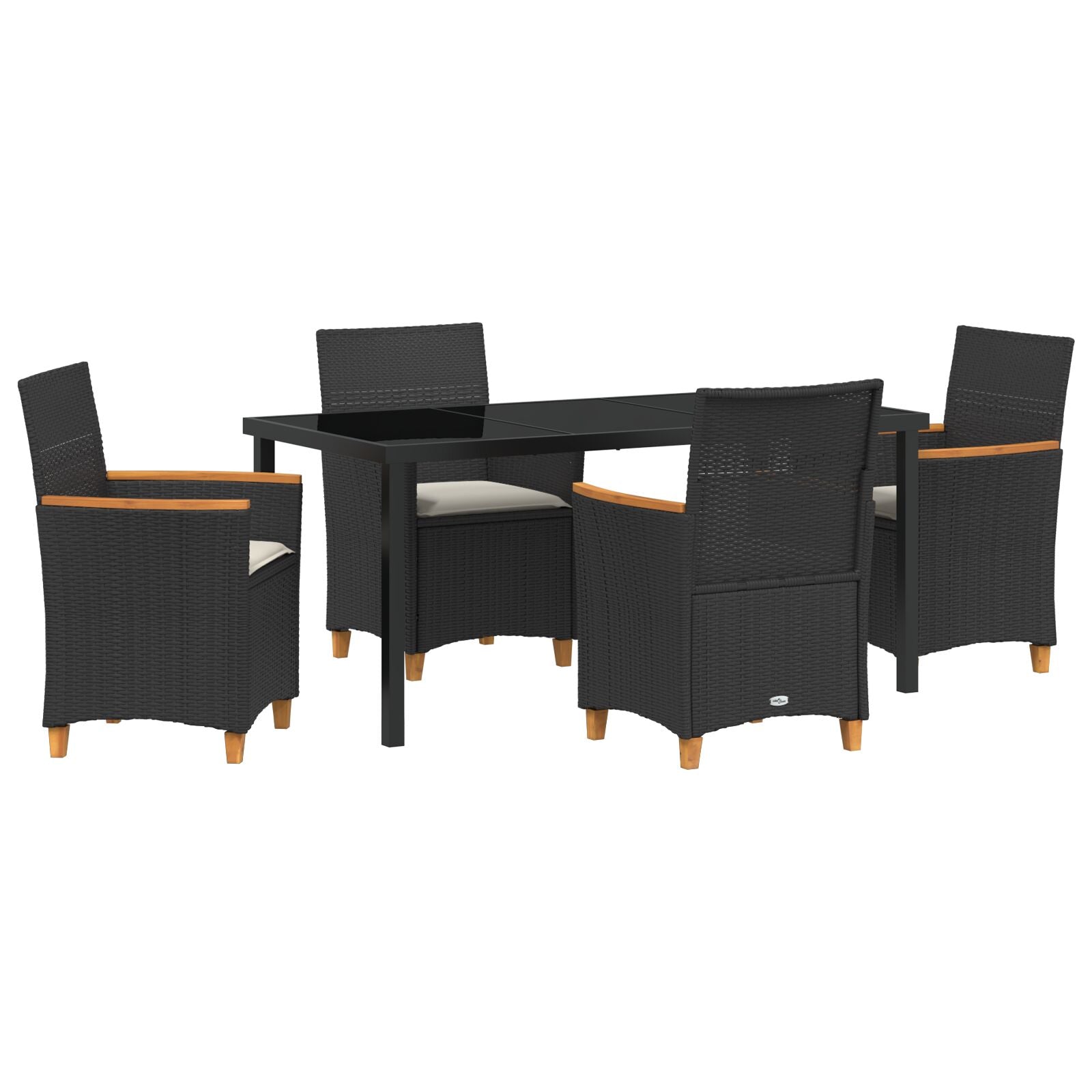 5 Delt Hagemøbelsett med Puter Svart Poly Rattan