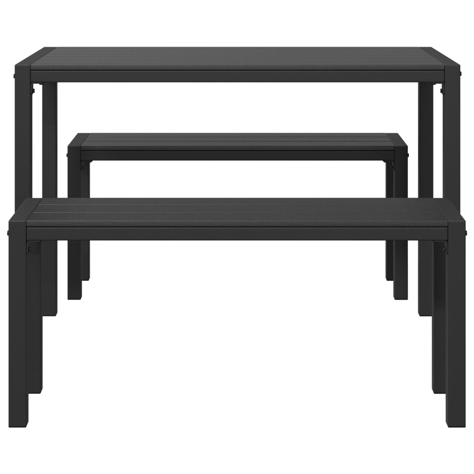 3-piece garden dining set in steel and WPC black