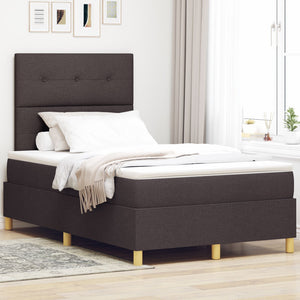 Seng ramme med madrass Mørk brun Stoff 120 x 200 cm Seng ramme