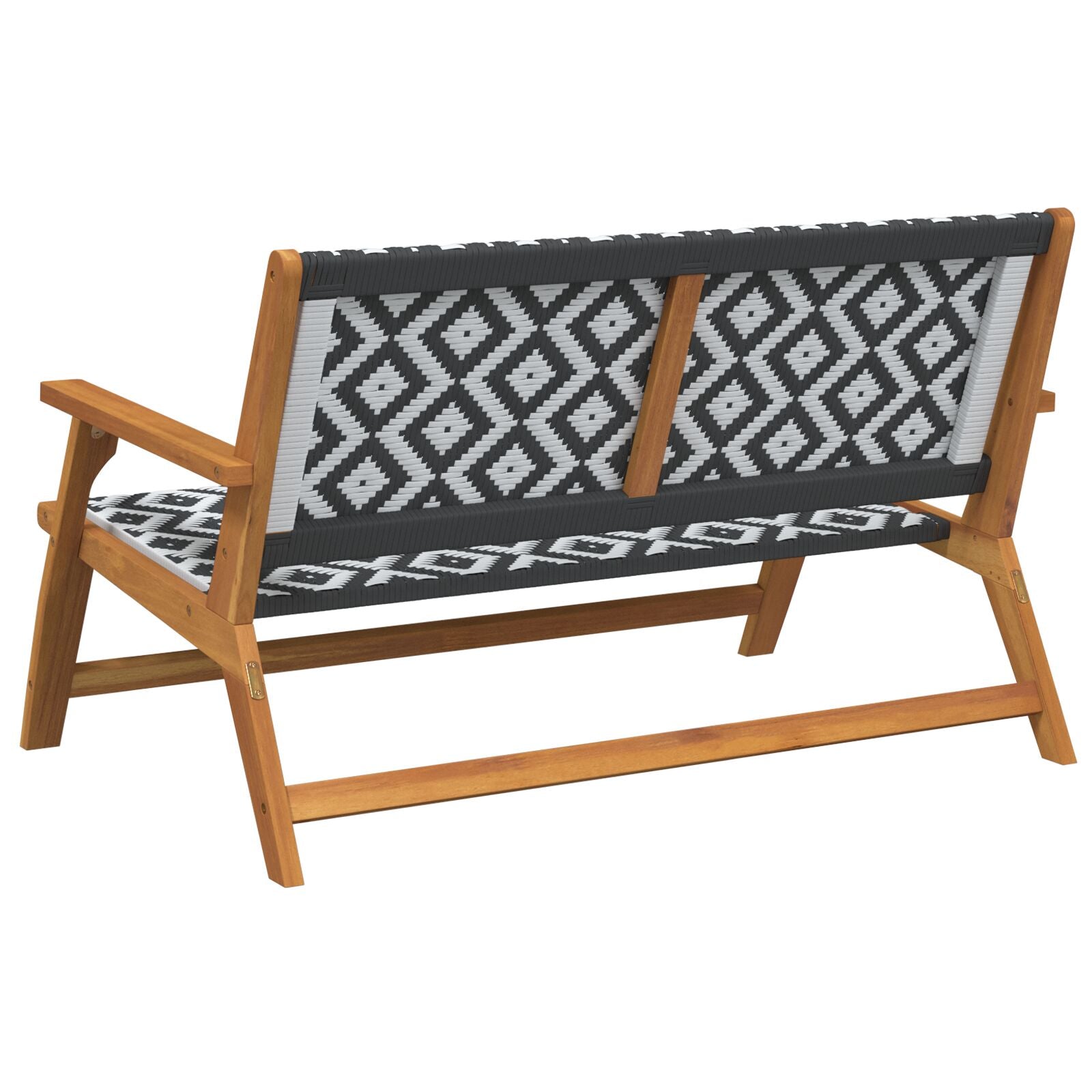 hagebenk svart og hvit 122x76x73,5 cm solid akasietre