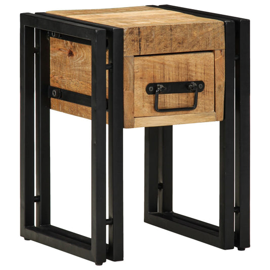 Abbel table with drawer Black 30x30x40 cm Solid mango wood