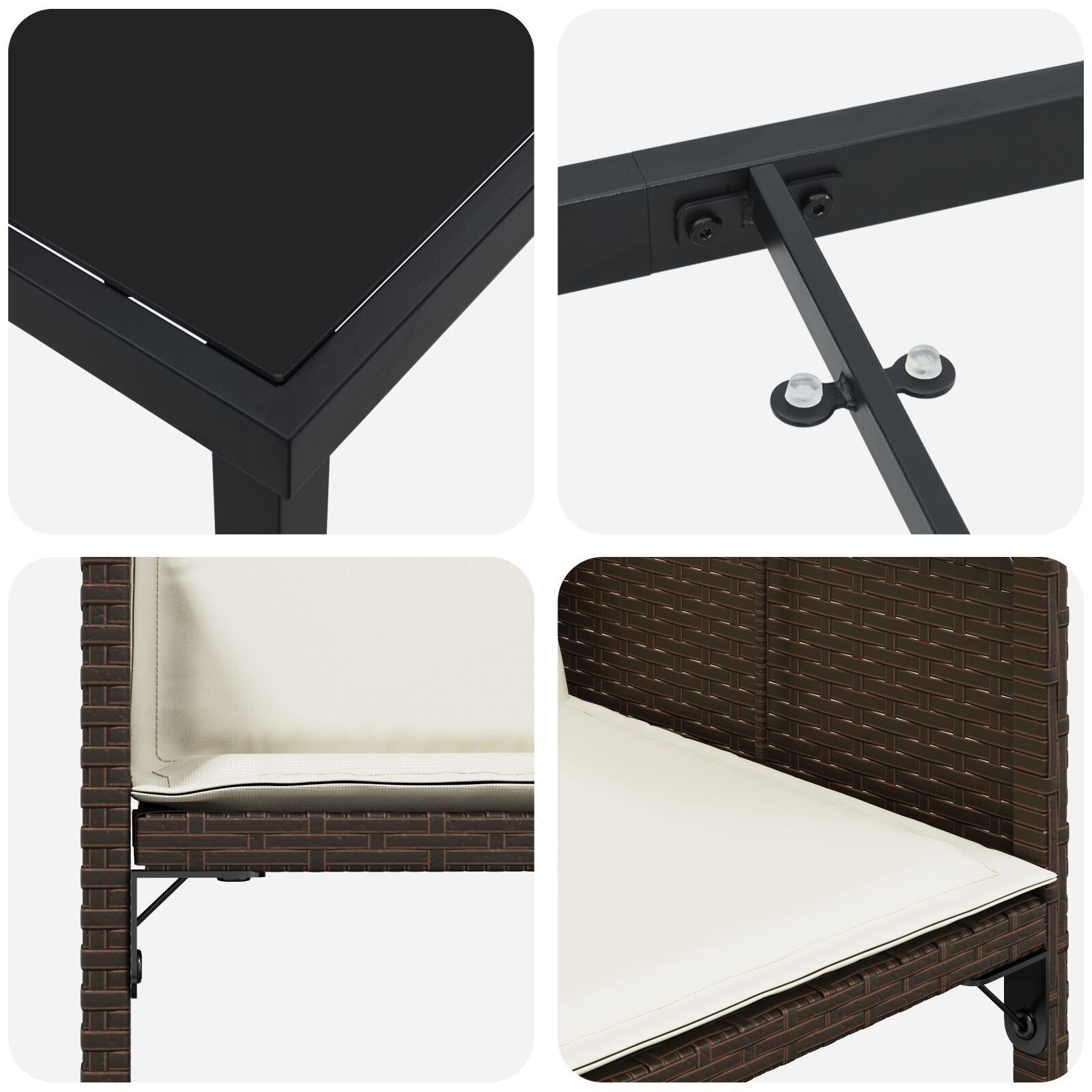 5 Delt Hage Spisestue Sett med Puter Brun Poly Rattan