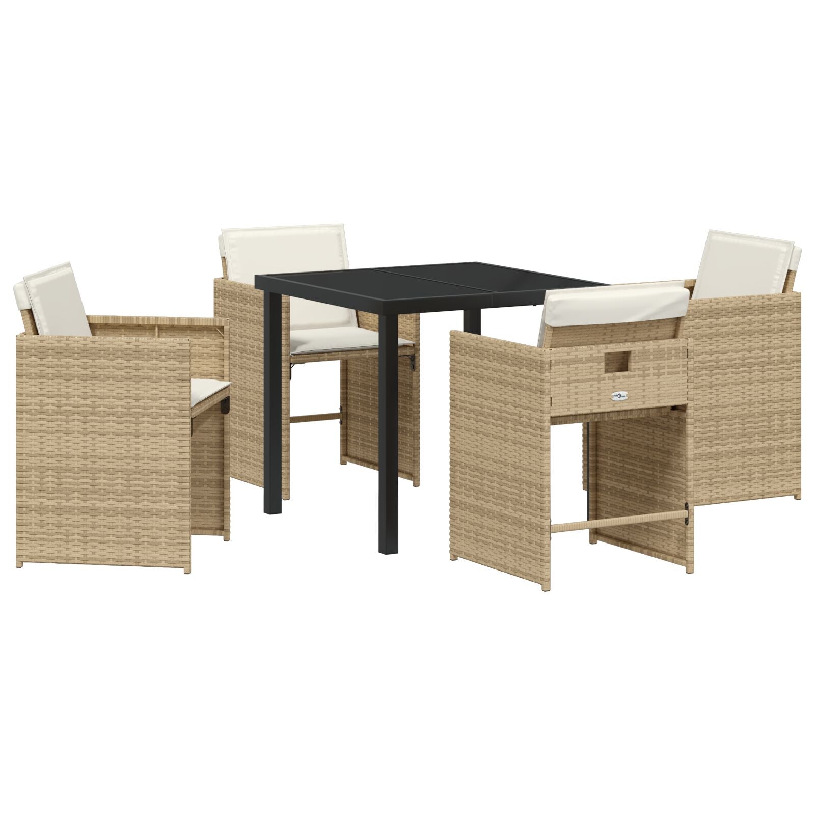 5-delt hage spisebord med puter Beige polyrotte