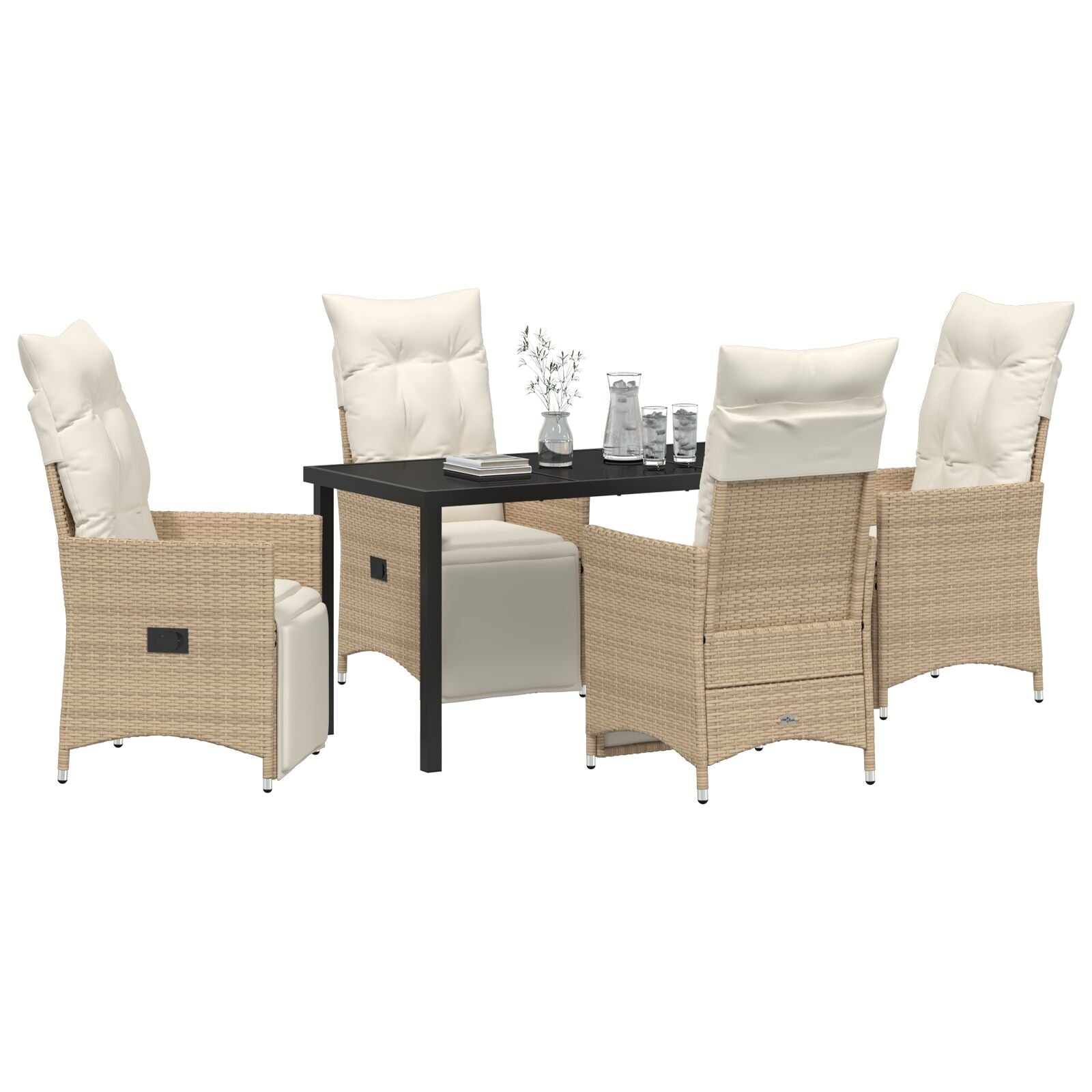 5-delers hage spisebordsett med puter Beige Poly rotting