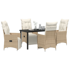 5-delers hage spisebordsett med puter Beige Poly rotting