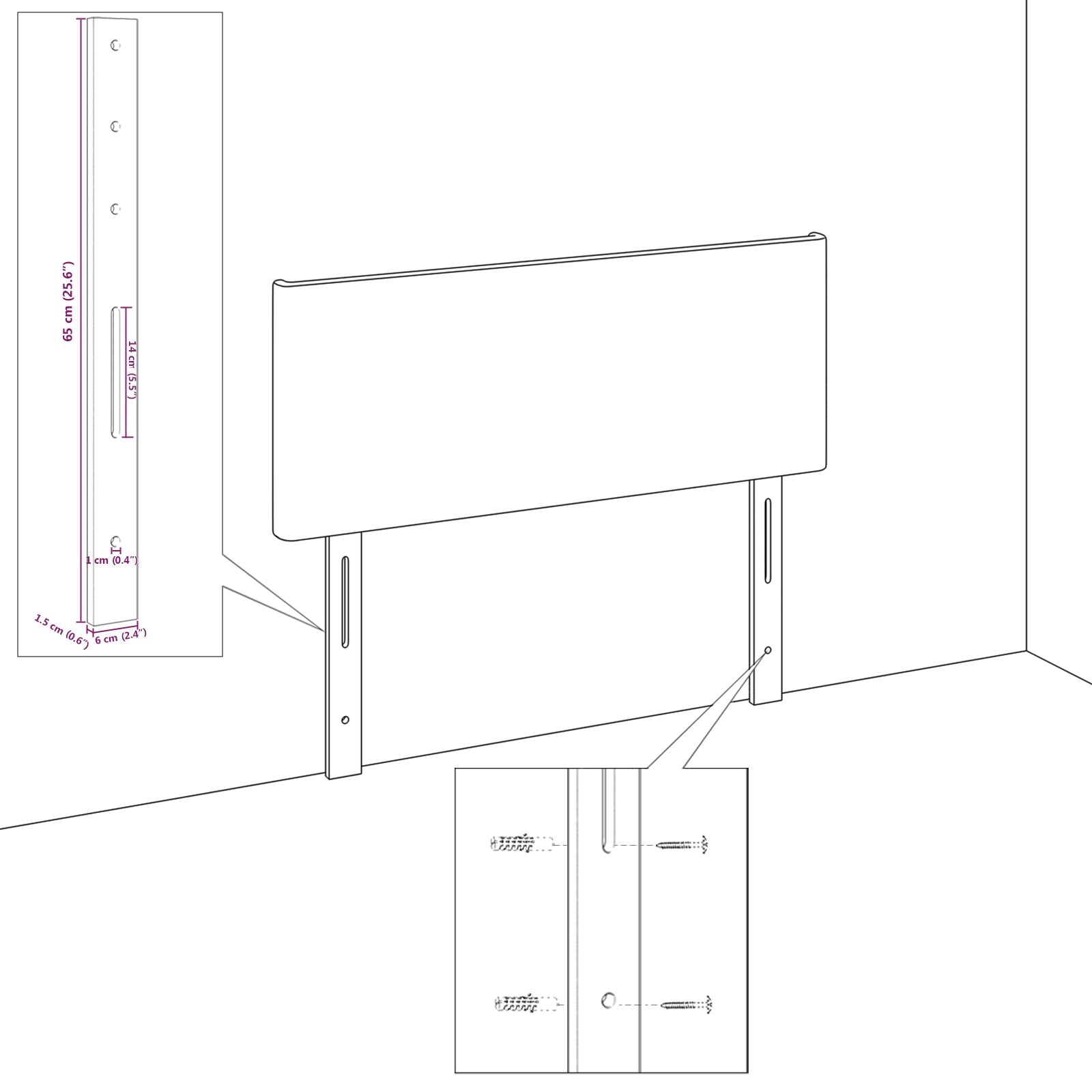 Sengegavl Enkel Design Krem 80 cm Cordfløyel