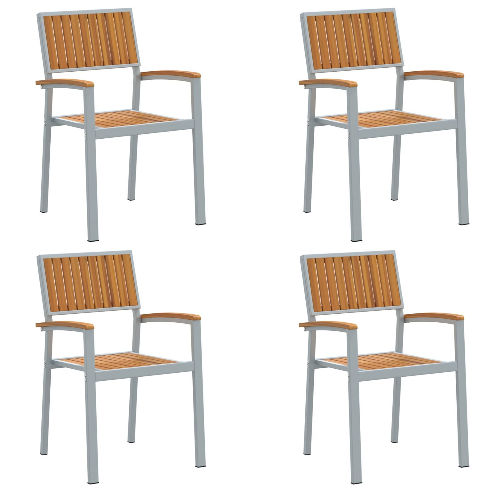 Utemøbler 4 stk Stable Grå Solid Akasietre og Metall