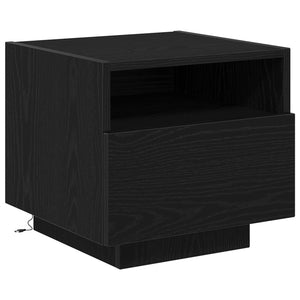 Nattbord med LED-lamper 2 stk Svart Eik 40x39x37 cm