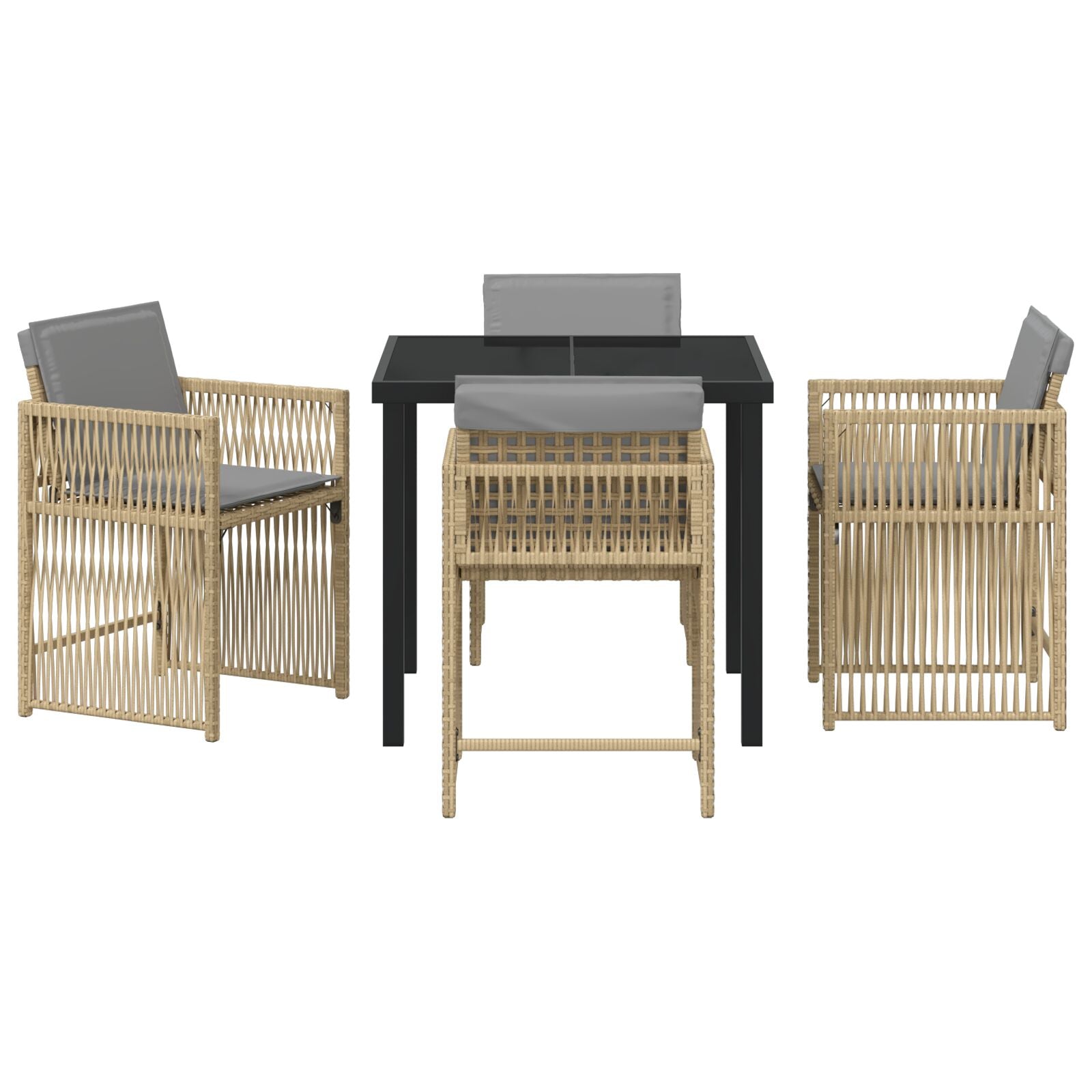 5-delers Hage Spisegruppe med Puter Beige Poly Rattan