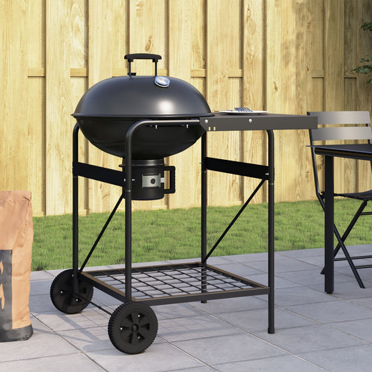 Gråkol Grillvogn med Lokk Svart 96x72x113 cm Metall