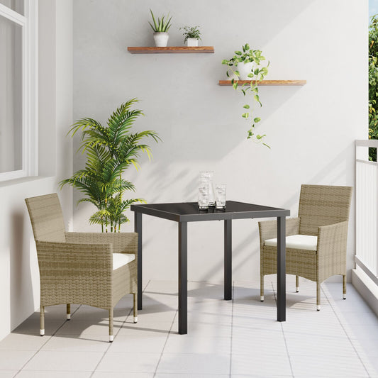 3 Del Hage Spise Sett Beige Poly Rattan