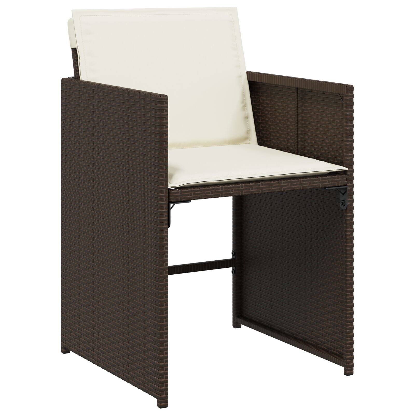 5 Delt Hage Spisebord Set med Puter Brun Poly Rattan