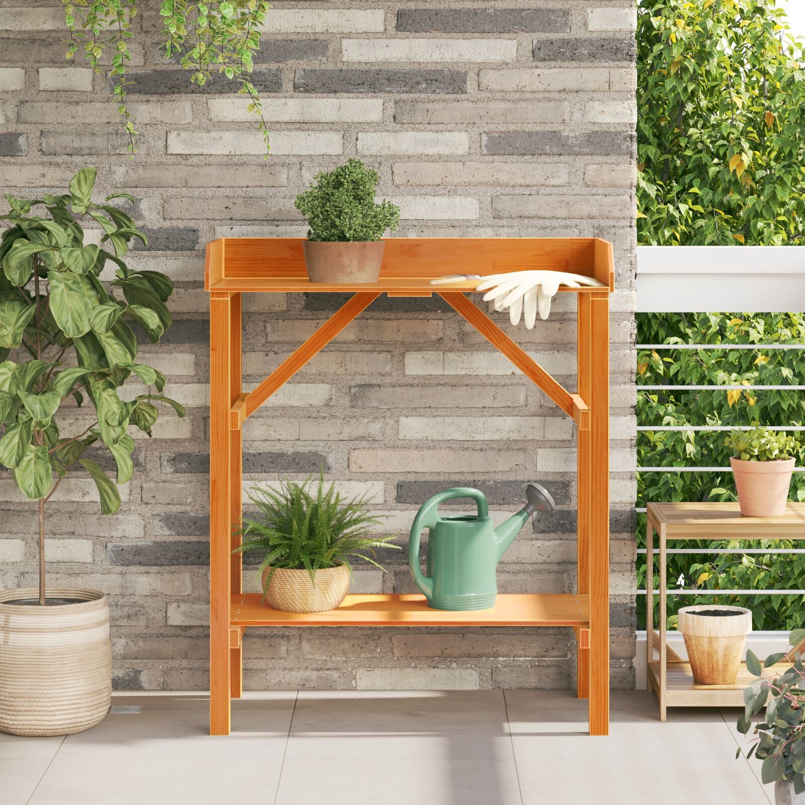 Hagepottebord Akasie 75x40x90 cm Massivt Tre Furu