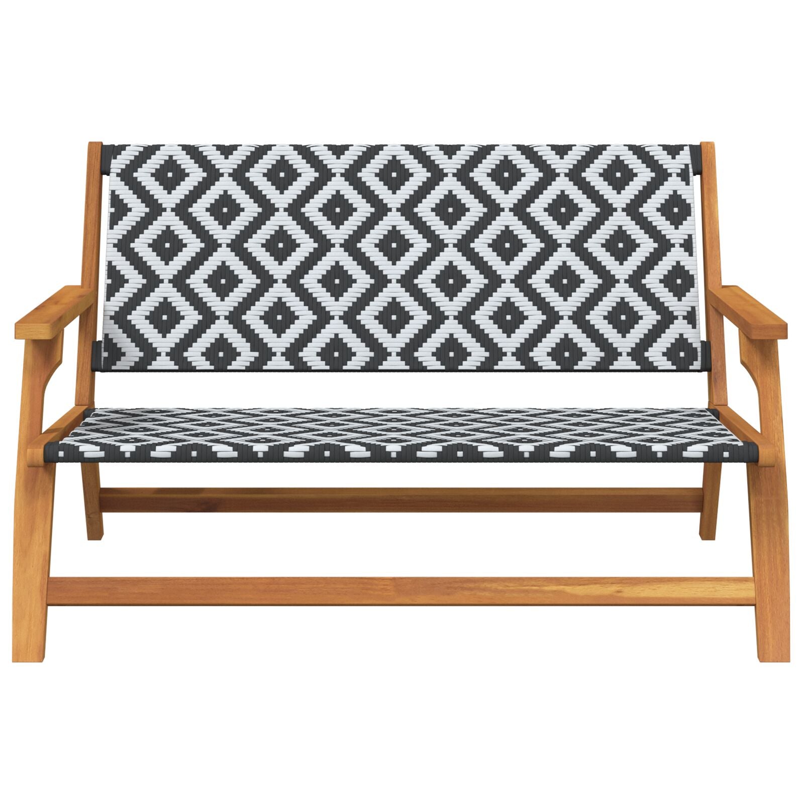 hagebenk svart og hvit 122x76x73,5 cm solid akasietre