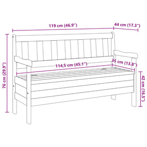 Utendørsbenk 119x76x44 cm Massivt Furutre