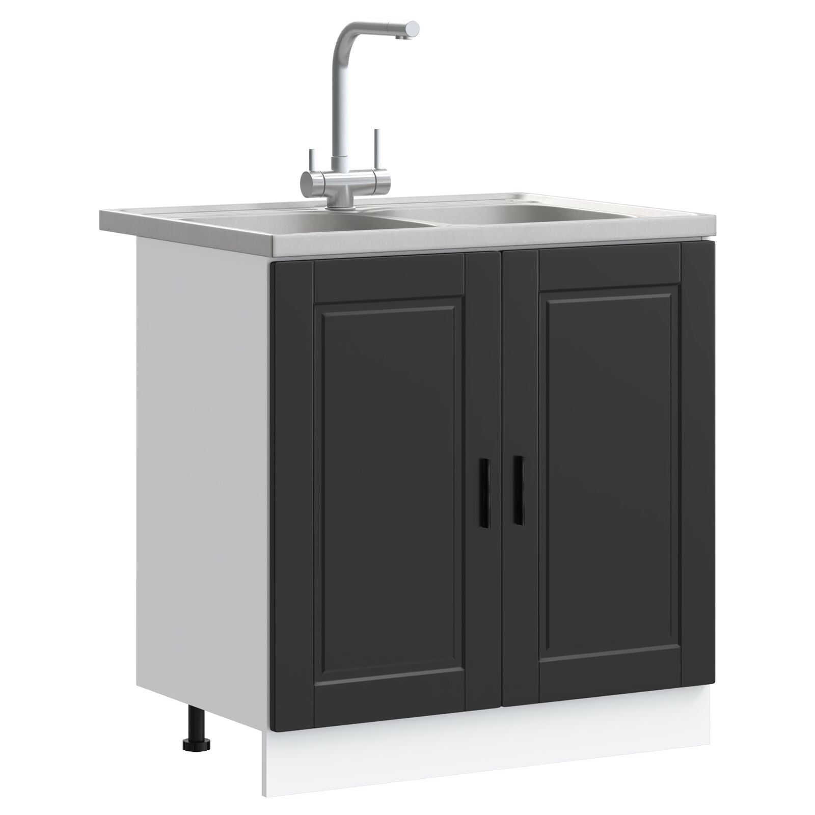 Bathroom cabinet ""Porto"" with sink, black, 80x46x84.5 cm, made of wood